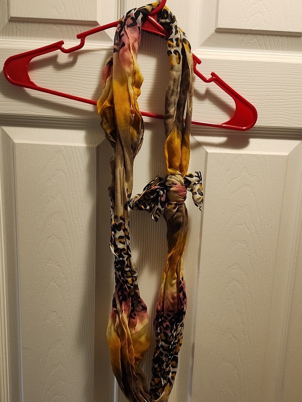 Multicolor Leopard Print Infinity Scarf - Yellow, Pink & Brown